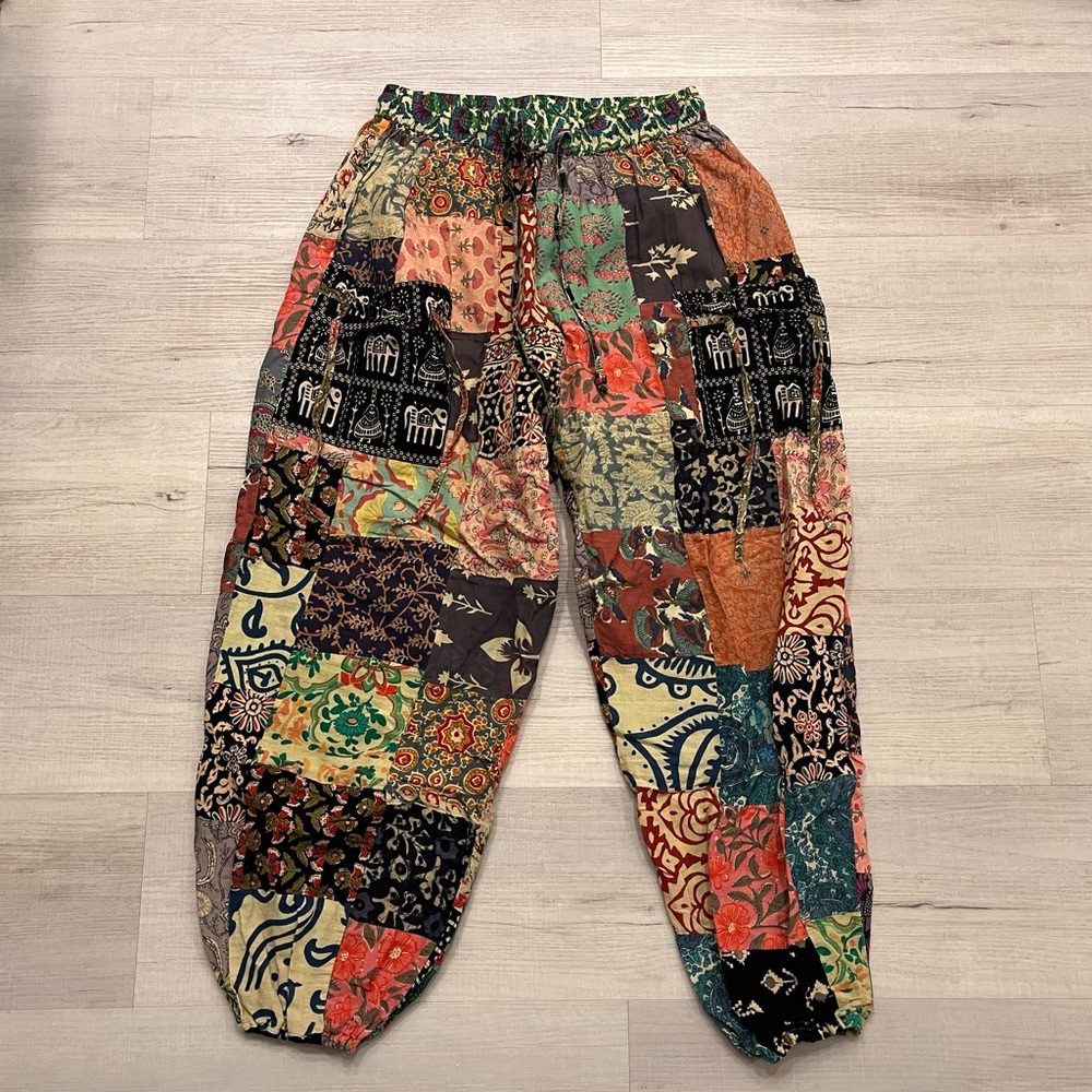 Hippie forever women’s patchwork pants, one size, 100% cotton
